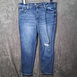Kut From The Kloth Women's Size 14 Naomi High-Rise Straight Leg Blue Distressed